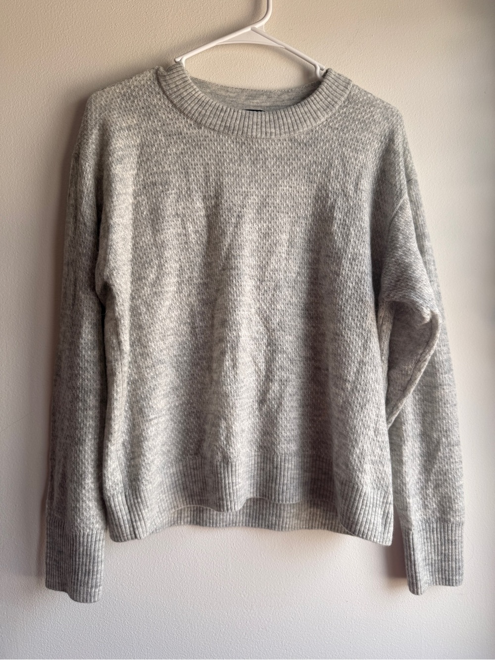 Quince Light Grey Crewneck Sweater Wool Nylon Baby Alpaca Blend Size L